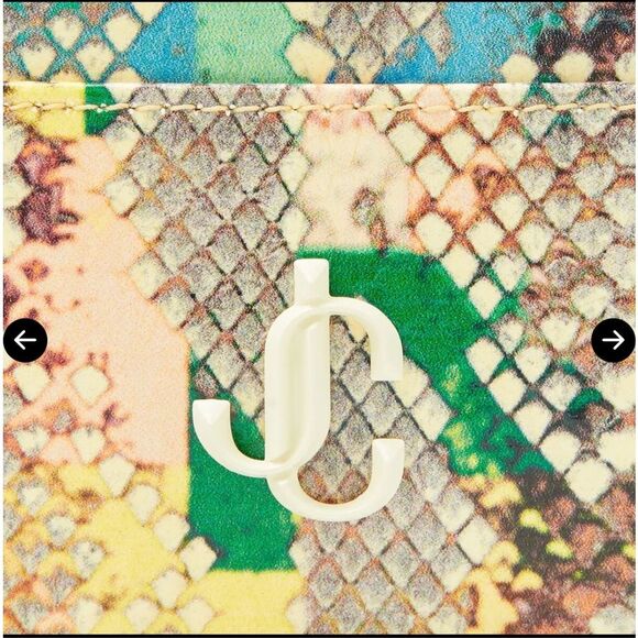 NWT Jimmy Choo Umika Sunrise Mix Glossy Rainbow Elaphe Card Holder With Jc Emble - Picture 4 of 15